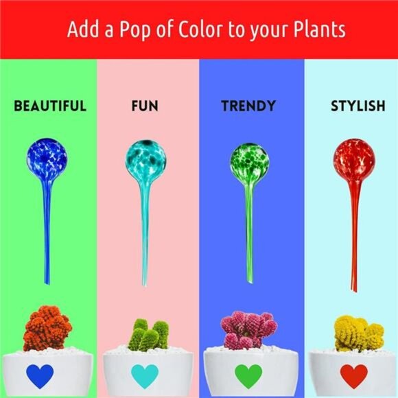 Plant Watering Globes.Self Watering Planter Inserts Made from Hand-Blown Durable - Picture 3 of 7